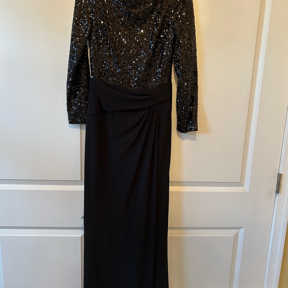 Ralph Lauren Evening Black Sequin Long Sleeve Dress